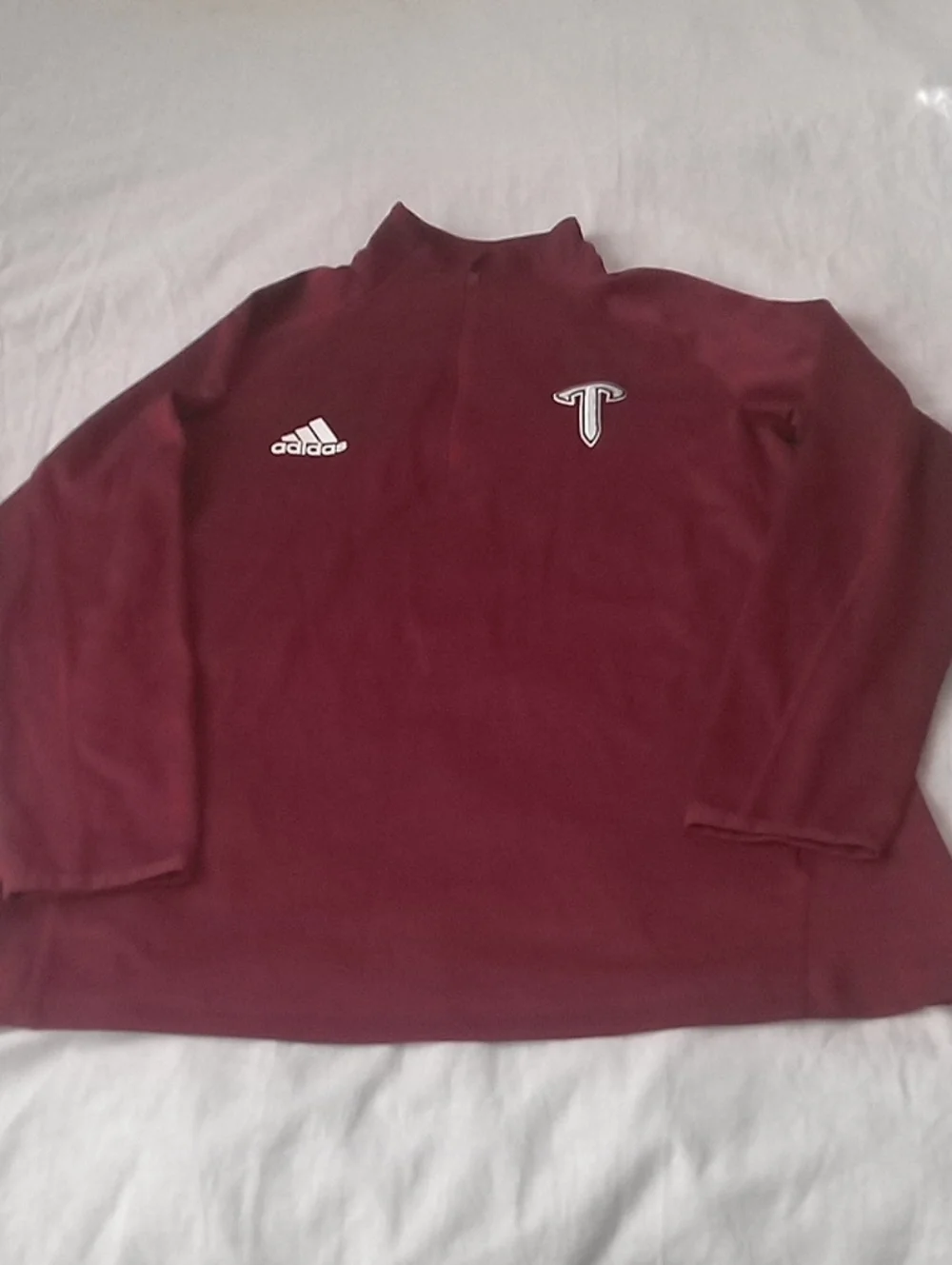adidas Men's Burgundy Turtleneck Quarter-Zip Shirt L